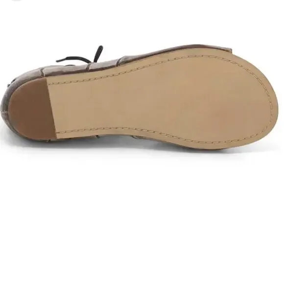 NEW ROAN BED STU Gladiator Sandals Distressed Taupe Leather Womens Size 6.5 - Picture 6 of 8